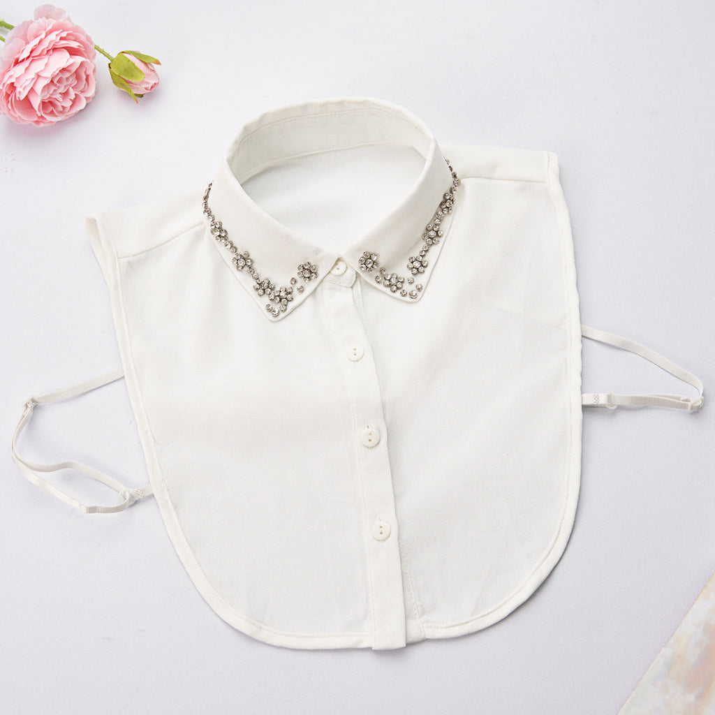 Rhinestone Flower Decor Dickey Collar