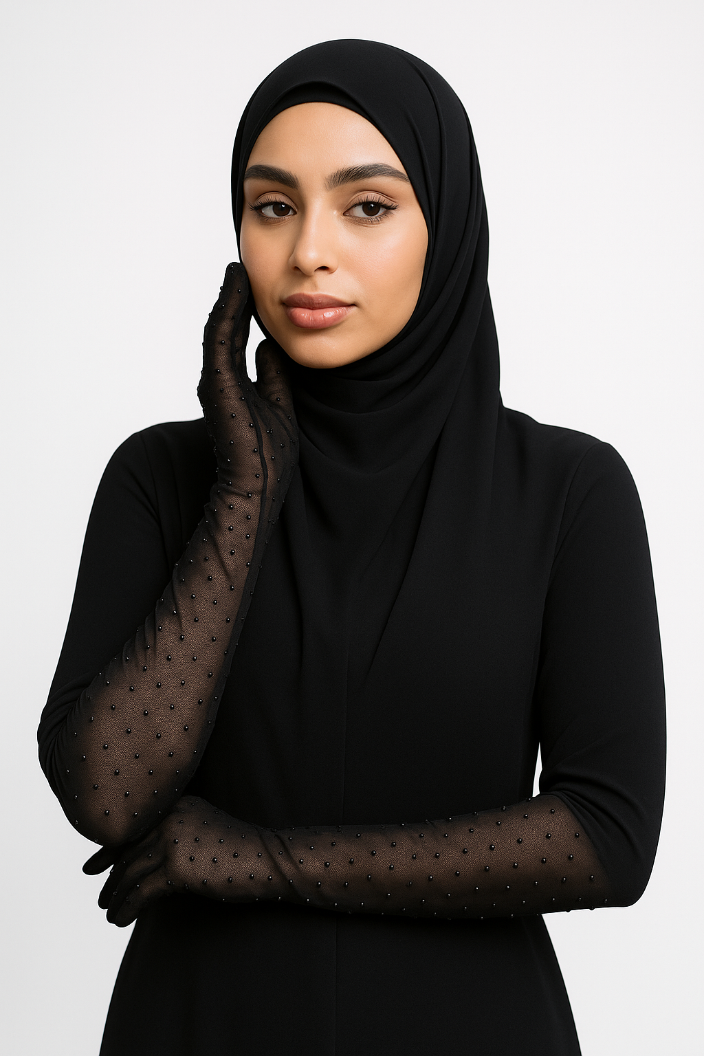 Black Rhinestone Gloves