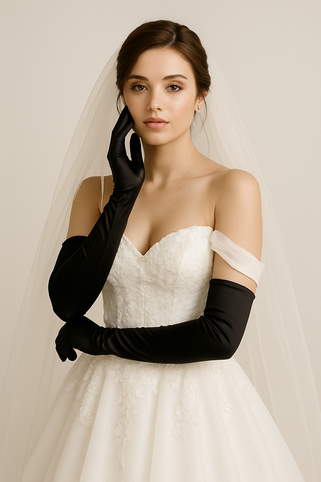 Plain Long Satin Gloves