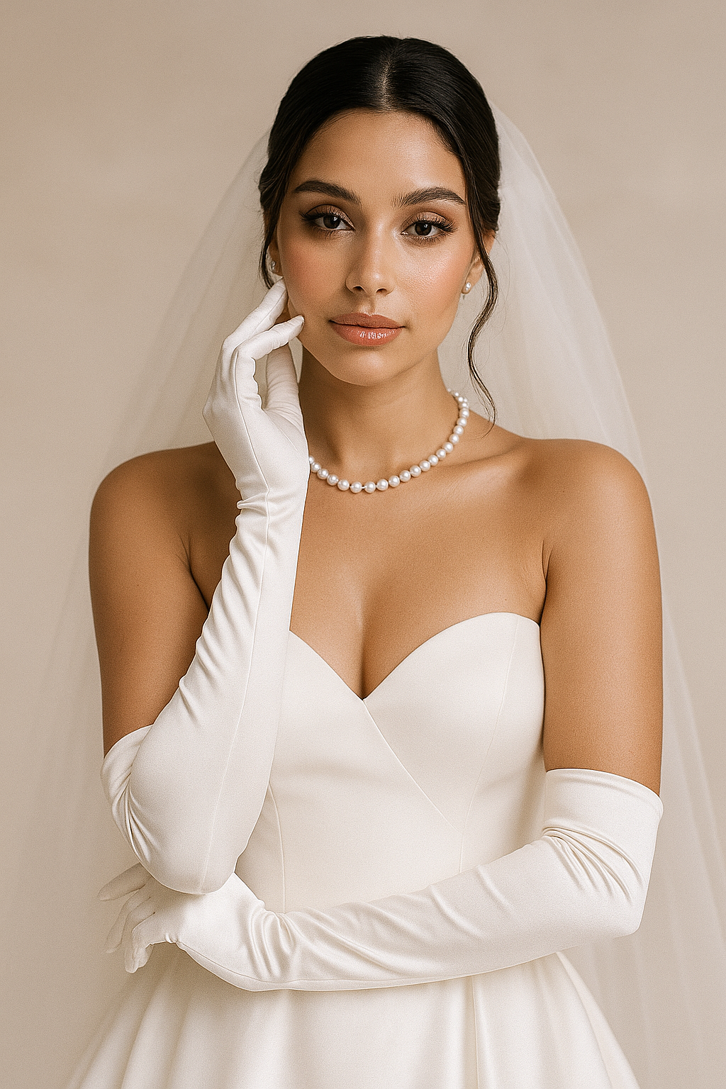 Plain Long Satin Gloves