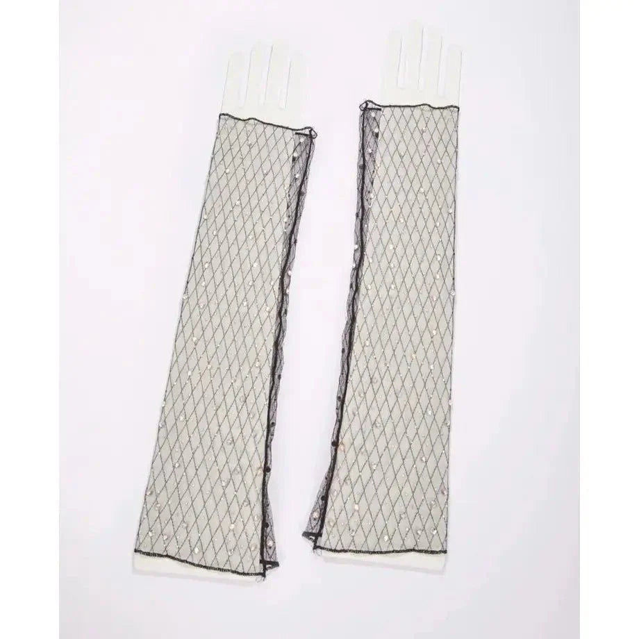 Rhinestone decor checks arm sleeves
