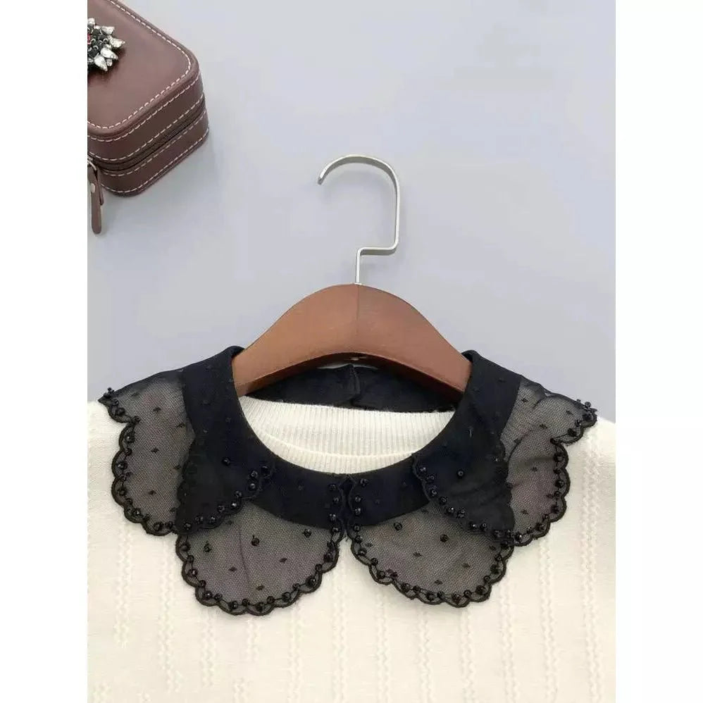 Rhinestone bead decor and Scissor collar