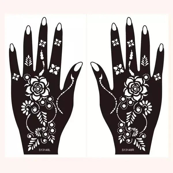Flower Pattern Mehndi Stencils | 2 Sheets | 4 Style