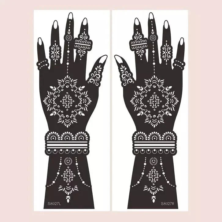 Flower Pattern Mehndi Stencils | 2 Sheets | 4 Style