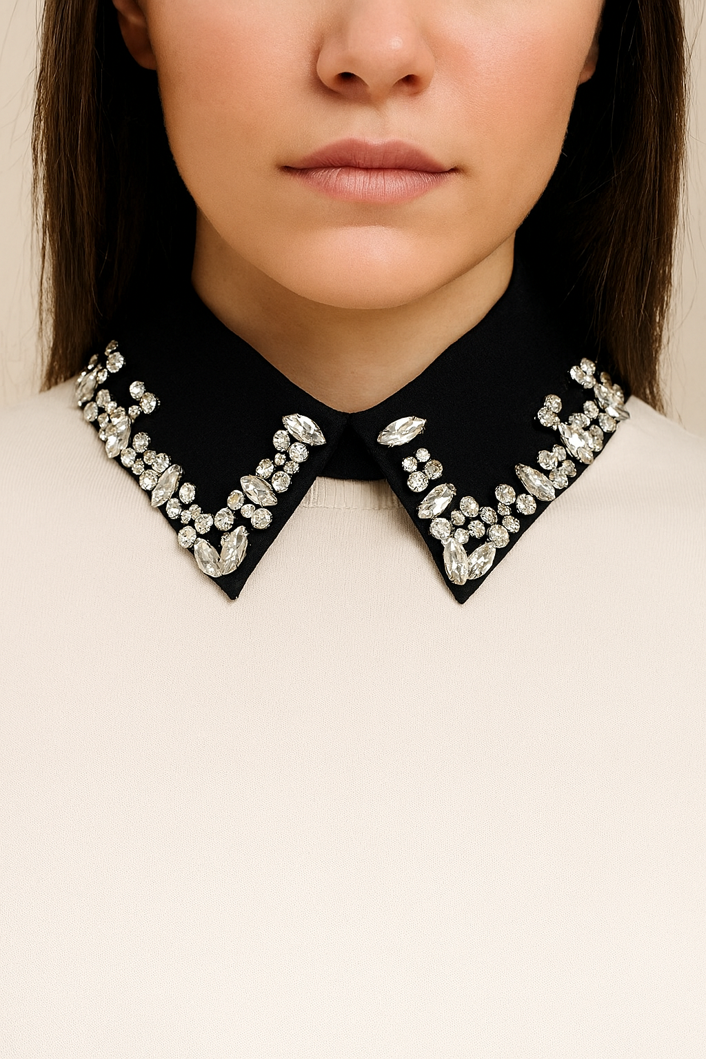 Rhinestone Decor Fake Collar