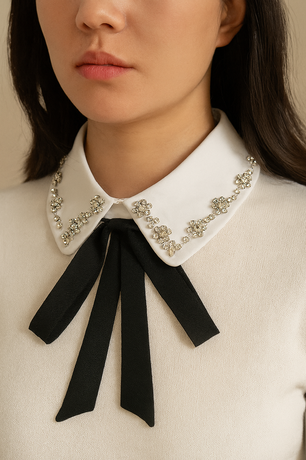 Rhinestone Decor Fake Collar