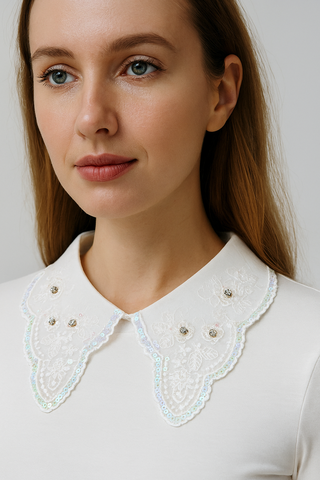 Sequin Embroidery Lace Collar