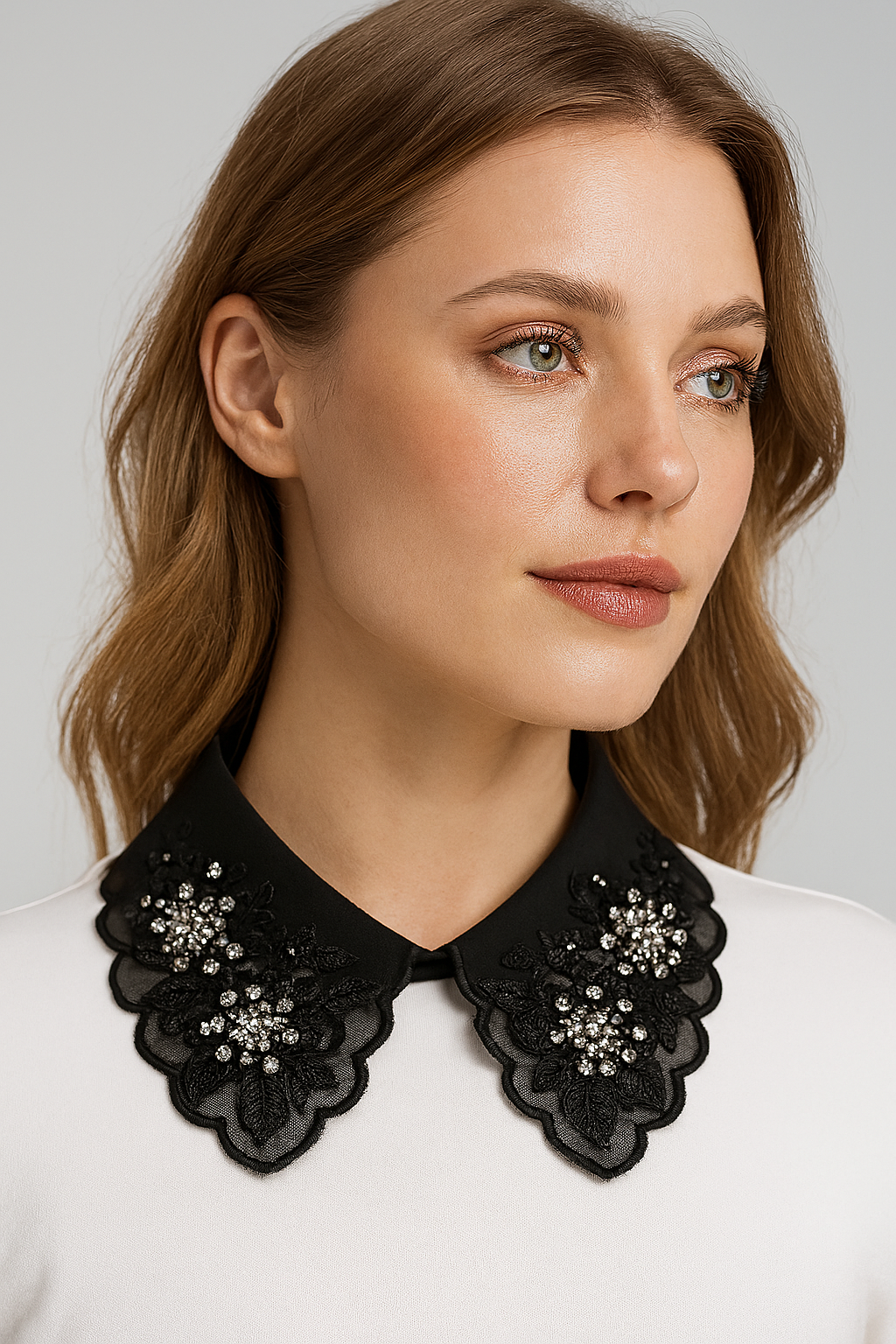 Handmade Rhinestone Lace Collar