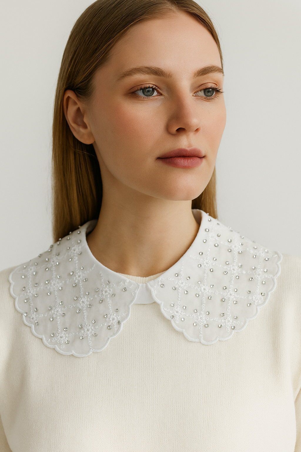 Crystal Shawl Fake Collar