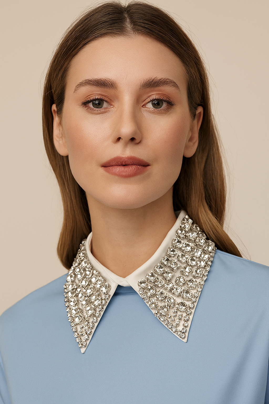 Rhinestone Pearl Fake Collar