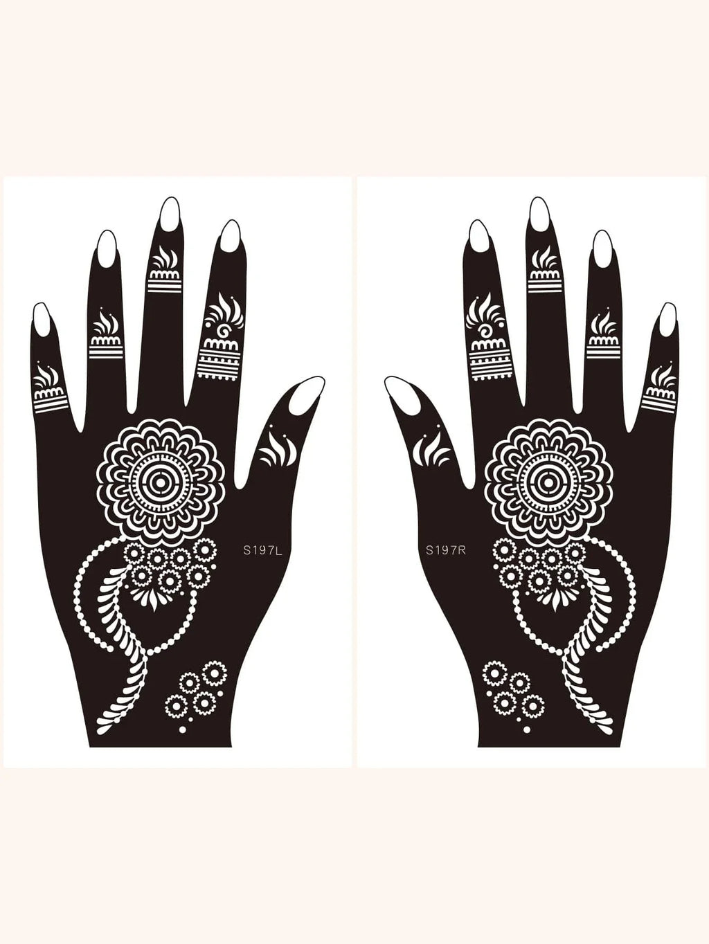 Flower Pattern Mehndi Stencils | 2 Sheets | 4 Style