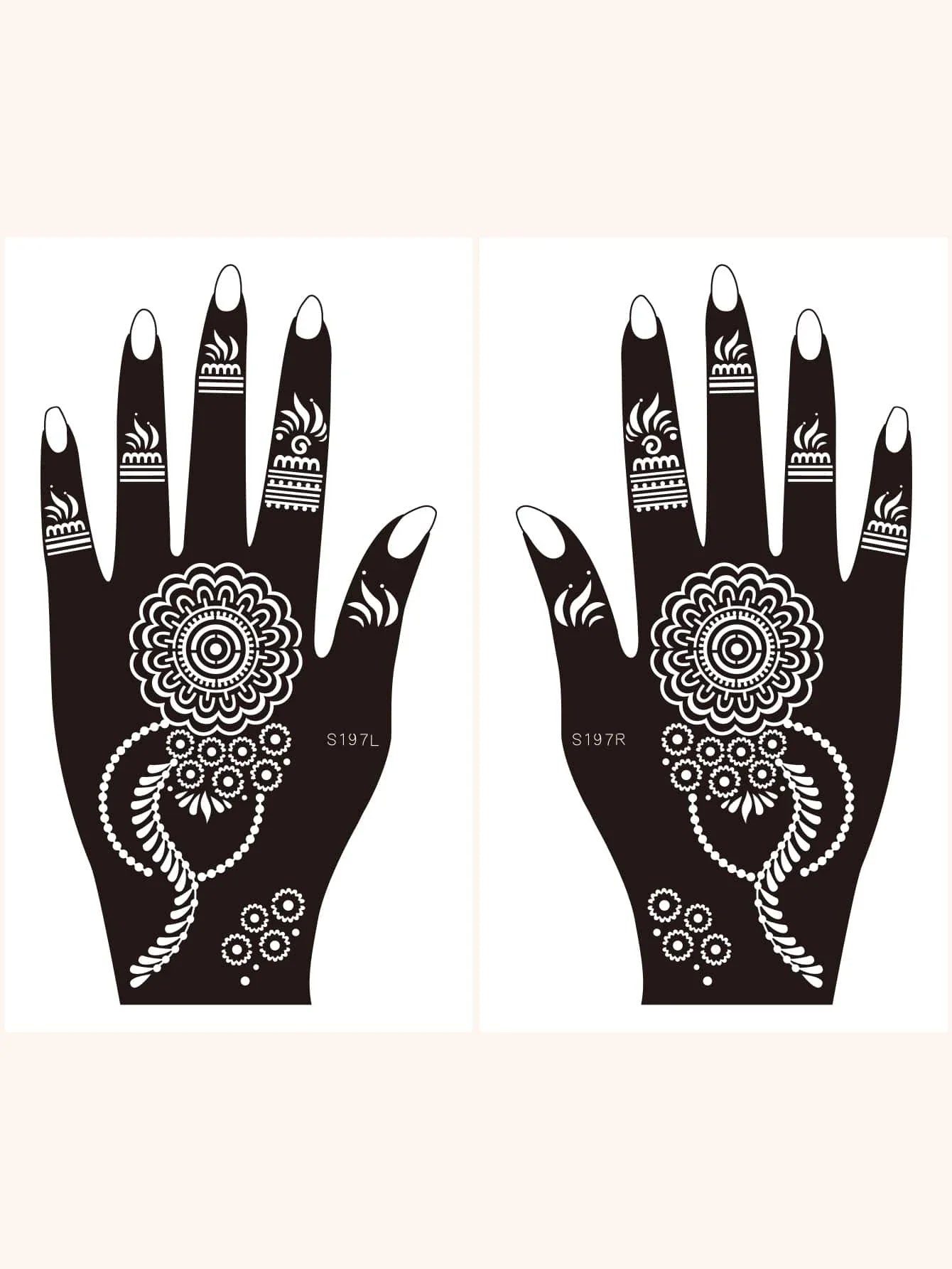 Flower Pattern Mehndi Stencils | 2 Sheets | 4 Style