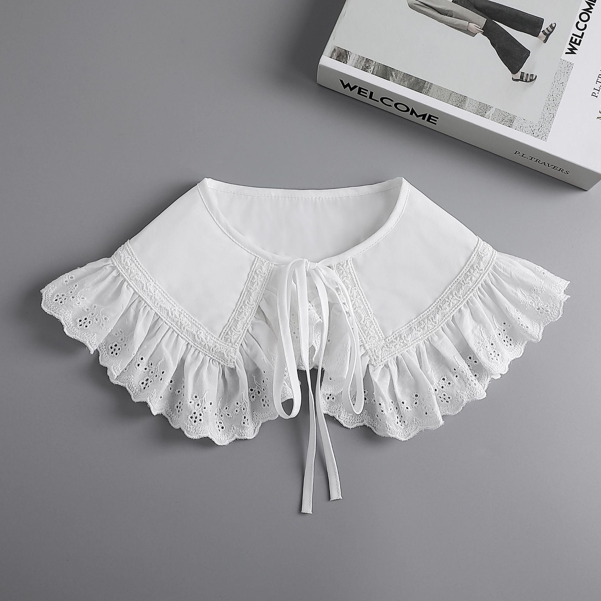 Lace  Decor Collar Eyelet embroidery