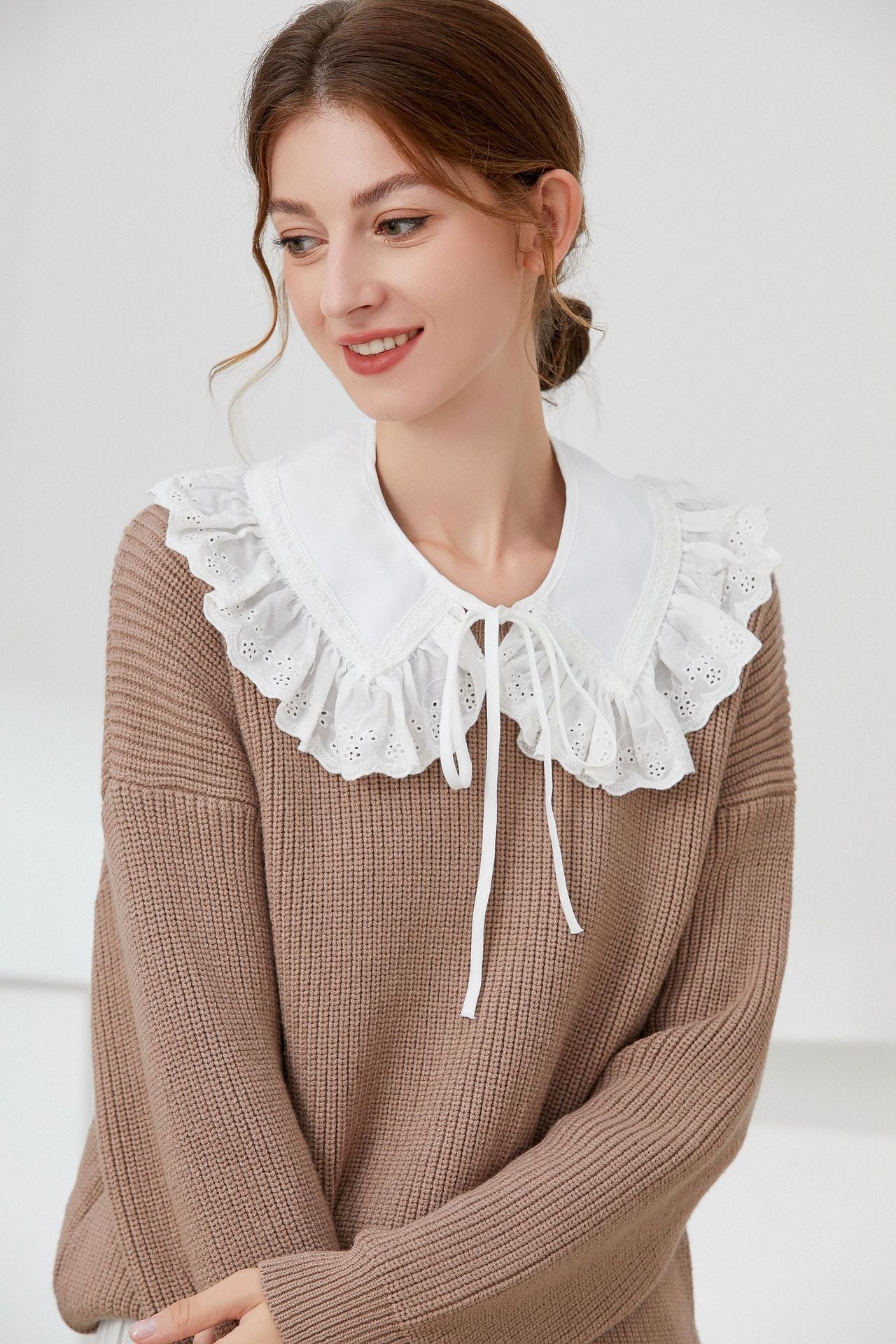Lace  Decor Collar Eyelet embroidery
