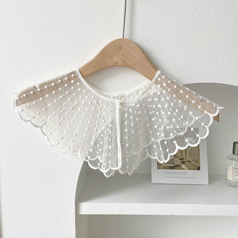 Floral Embroidered Dickey Collar | Faux Pearl Decor