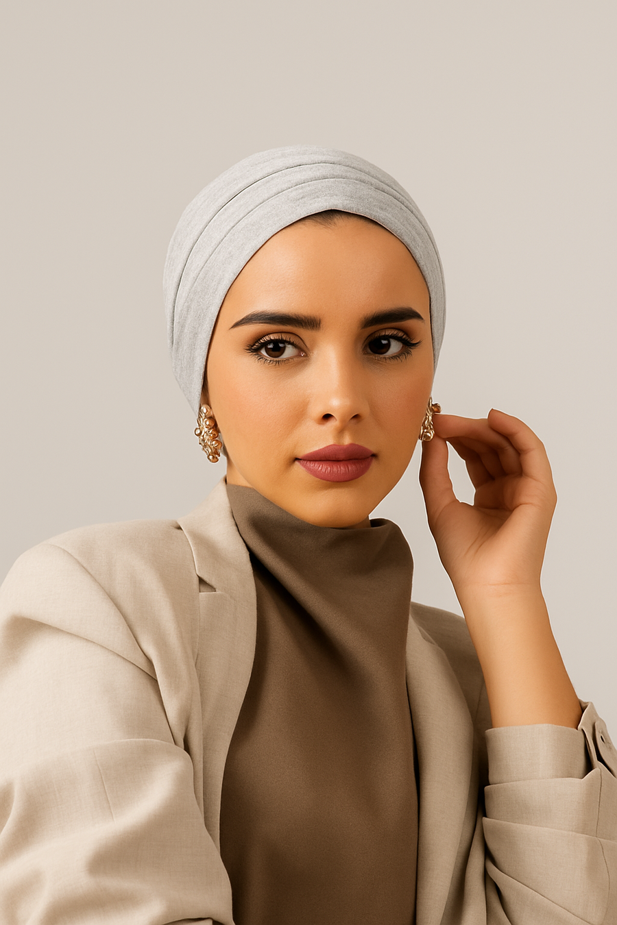 حجاب نسائي سهل اللبس، كلاسيكي بلون واحد، ويمكن ارتداؤه بـ3 طرق مختلفة.