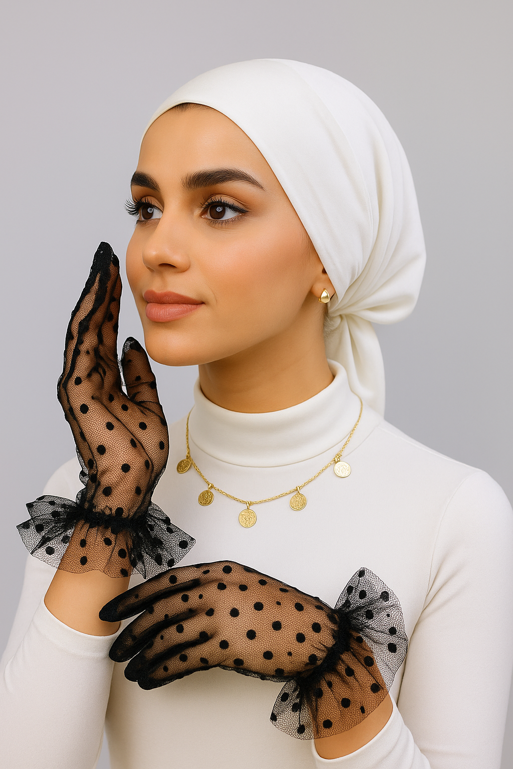 Polka Dot Mesh Bridal Gloves
