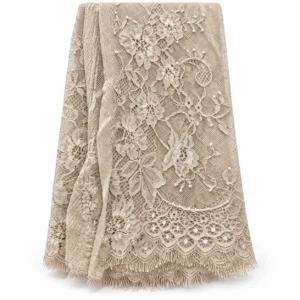 حجاب دانتيل لون بيج كريمي - قطعة واحدة - حجاب في الكويت